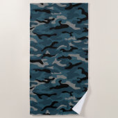 Night Blue Camouflage Camouflage Strandtuch (Vorderseite)