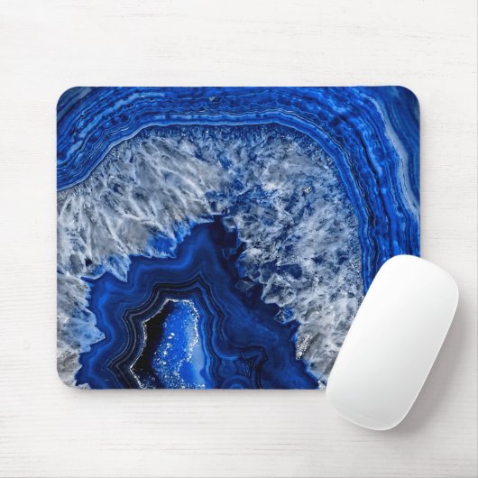Night Blue Indigo Agate Mineral Quarz Gemstone Mousepad (Mit Mouse)