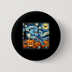 Night Blue Jay Halloween Button