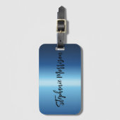 Night Blue Metallic Minimalistisch Chic Trendy Scr Gepäckanhänger (Vorderseite Vertikal)