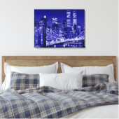 Night Blue New York City Pop Art Leinwanddruck (Insitu (Schlafzimmer))