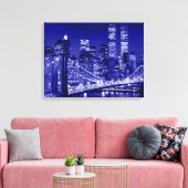 Night Blue New York City Pop Art Leinwanddruck (Insitu (Wohnzimmer))