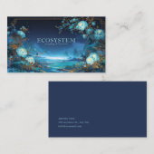 Night Blue Peony Floral and Celestial Lake Frame Visitenkarte (Vorne/Hinten)