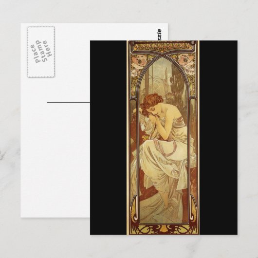 Night - by Alphonse Mucha Postkarte (Vorne/Hinten)