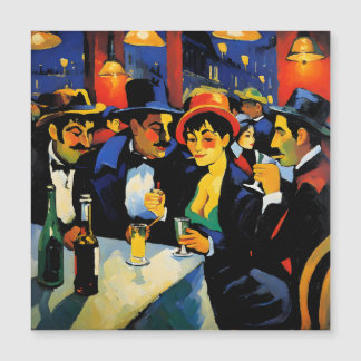 Night Café in Paris, 1900: Vibrant Oil Painting Magnetkarte