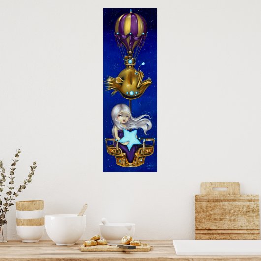 Night Chariot ART PRINT Steampunk Feen Fantasie Poster (Küche)