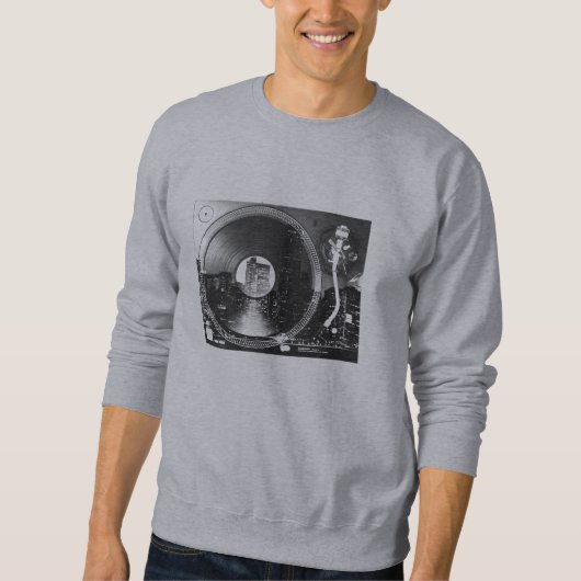 Night city on the record player sweatshirt (Vorderseite)
