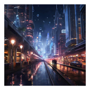 Night Cityscape Sci-Fi Fotodruck