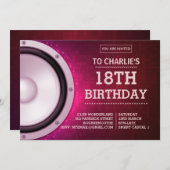 Night Club Thema rosa Einladung (Vorne/Hinten)