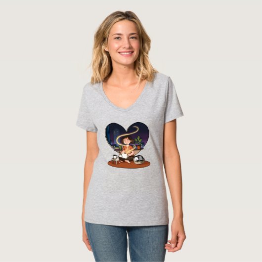 Night Creator Cozy Heart Window Art T-Shirt (Vorderseite Vollansicht)