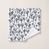 Night Desert Cactus Watercolor Pattern Indigo Badhandtuch Set (Waschlappen)
