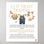Night Diaper Schilderung Pumpkin Rustic Baby Dusch Poster (Vorne)