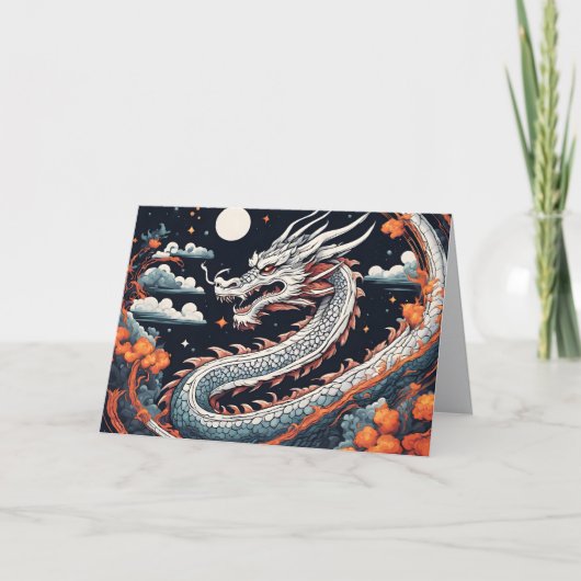 night dragon greeting card dankeskarte (Vorderseite)