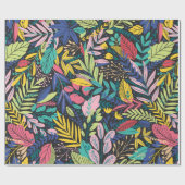 Night Dschungel Exotic Colorful Botanisches Muster Geschenkpapier (Flach)