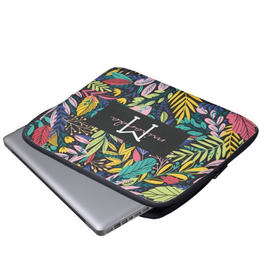 Night Dschungel farbenfrohe exotische botanische M Laptopschutzhülle (Vorne Knopf)