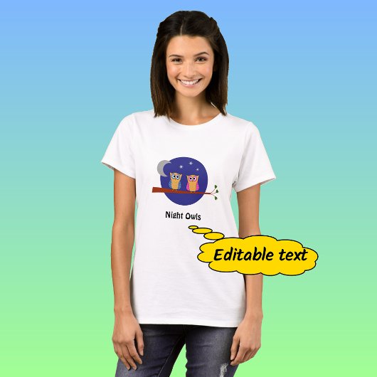 Night Eule Mondsterne Sondertext T-Shirt