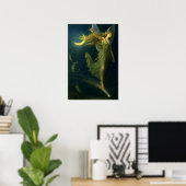 Night Fairy Riding On A Shooting Star Fantasy Art Poster (Heimbüro)