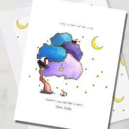 Night Fireflies Cute Valentine Holiday Card Feiertagskarte