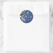 Night Forest Blue Wedgramme Runder Aufkleber (Tasche)