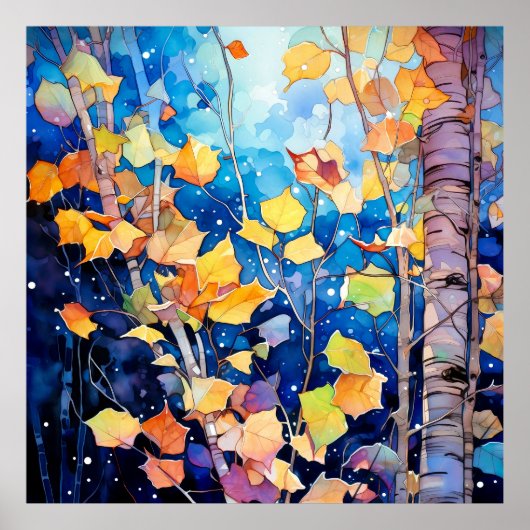 Night Forest in Autumn Art Poster (Vorne)