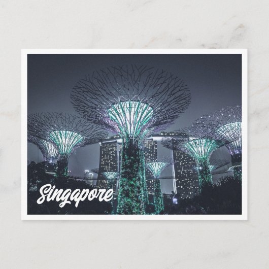 Night Foto Singapore Gardens Postcard Postkarte (Vorderseite)