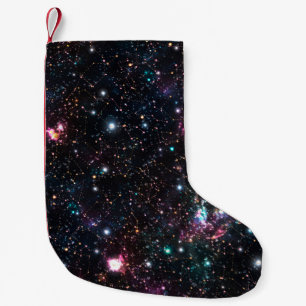 Night Galaxy Space PrintNahtloses Muster in Wieder Kleiner Weihnachtsstrumpf