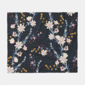 Night Garden Floral Navy Muster Fleecedecke (Vorderseite (Horizontal))