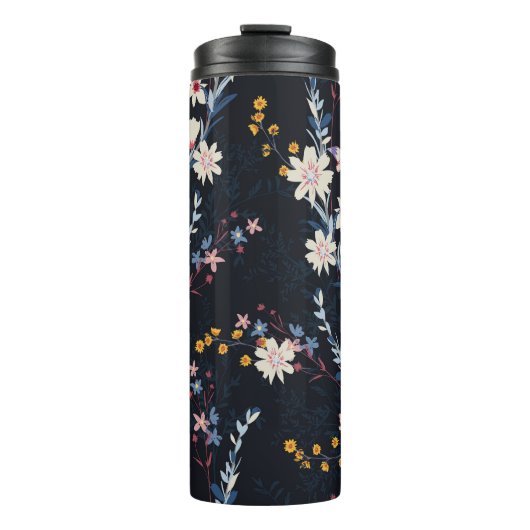 Night Garden Floral Navy Muster Thermosbecher (Vorderseite)