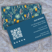 Night Gardens Floral QR Code Social Media Chic Visitenkarte