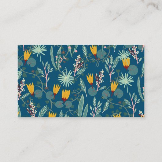 Night Gardens Floral QR Code Social Media Chic Visitenkarte (Vorderseite)