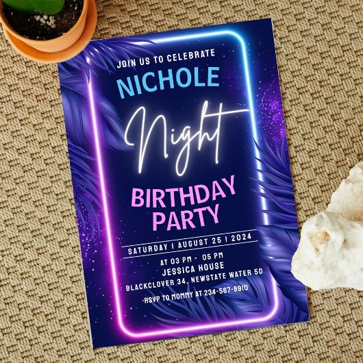 Night Glow Geburtstag Einladung Party