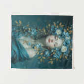 Night Goddess in Blue Flowers Wandteppich (Vorderseite (Horizontal))