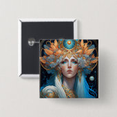 Night Goddess Queen Fantasy Art Button (Vorne & Hinten)