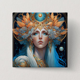 Night Goddess Queen Fantasy Art Button
