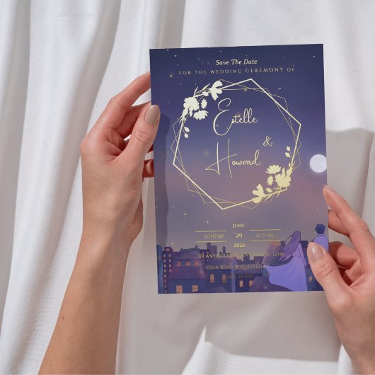 Night Gold Save the Date Folieneinladung