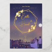 Night Gold Save the Date Folieneinladung (Vorderseite)