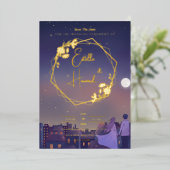 Night Gold Save the Date Folieneinladung (Stehend vorne)