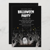 Night Graveyard Forest Spooky Bären Halloween-Part Einladung (Vorne/Hinten)