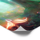 Night Green MythForest - Dreamy Fantasy Art Poster (Ecke)