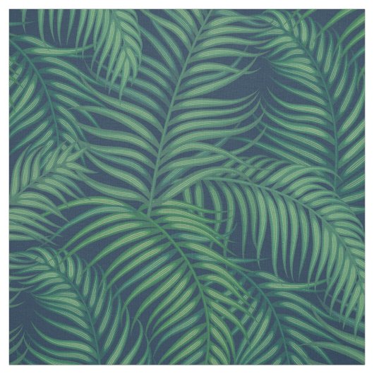 Night Green Tropical Palm Blätter Stoff (Muster)