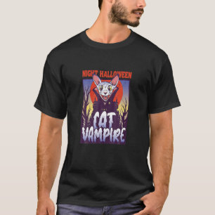 Night Halloween Cat Vampire Drink Blood Vampire T-Shirt