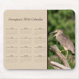 Night Heron: Customize full year 2026 calendar Mousepad
