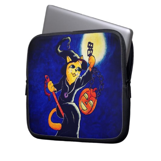 Night Hexenkatze Laptopschutzhülle (Vorderseite Links)