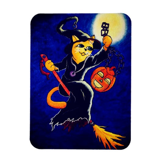 Night Hexenkatze Magnet (Vertikal)