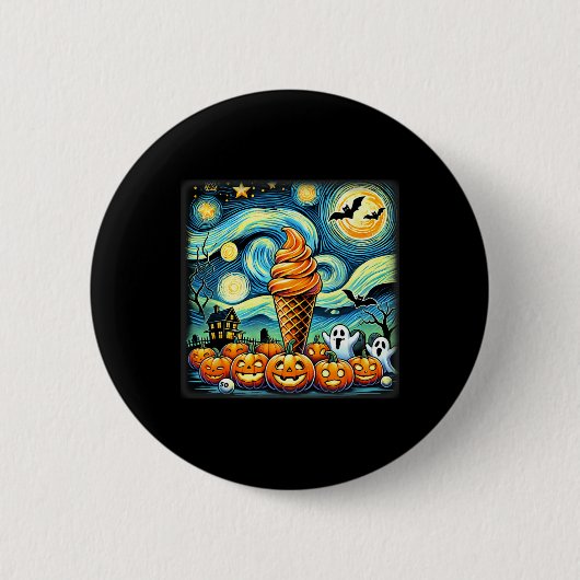 Night Ice Creme Cone Halloween Button (Vorderseite)