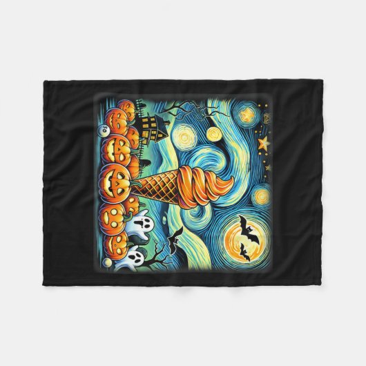 Night Ice Creme Cone Halloween Fleecedecke (Vorderseite (Horizontal))