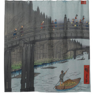 Night Kyobashi Bridge Vintag Ukiyo-e Japanisch Kun Duschvorhang