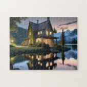 Night Lake House kühl und schön Jigsaw Puzzle (Horizontal)