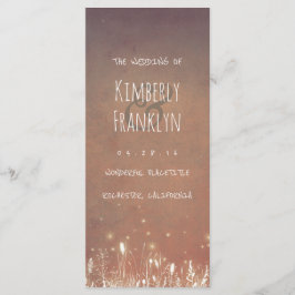 Night Light Fireflies Field Rustic Wedding Program Programm