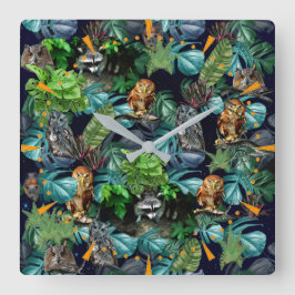 Night-live-Party Quadratische Wanduhr